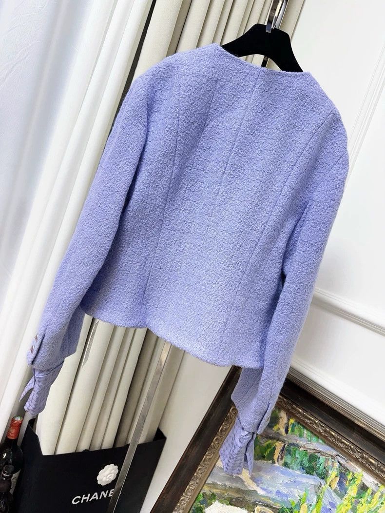Chanel Chanel Purple Tweed Jacket with Pockets Size M / US 6-8 / IT 42-44 - 2 Thumbnail