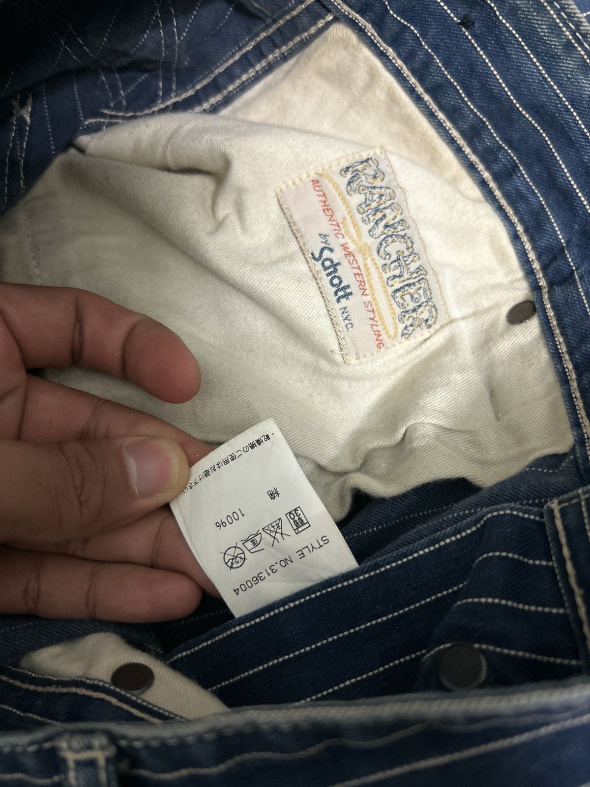 Schott Perfecto by schott Wabash jacquard stripe faded denim pants Size US 35 - 10 Thumbnail