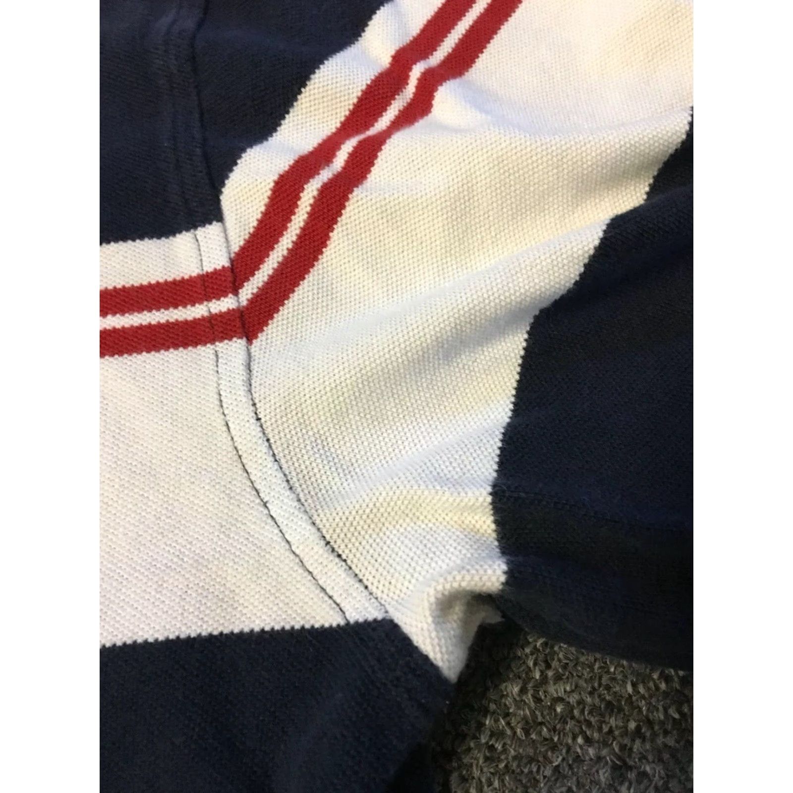 Tommy Hilfiger VINTAGE Tommy Hilfiger Striped Polo Shirt XL White/Blue/Red Men Short Sleeve USA 90s Nautical Polo Shirt Mens Size US XL / EU 56 / 4 - 3 Thumbnail