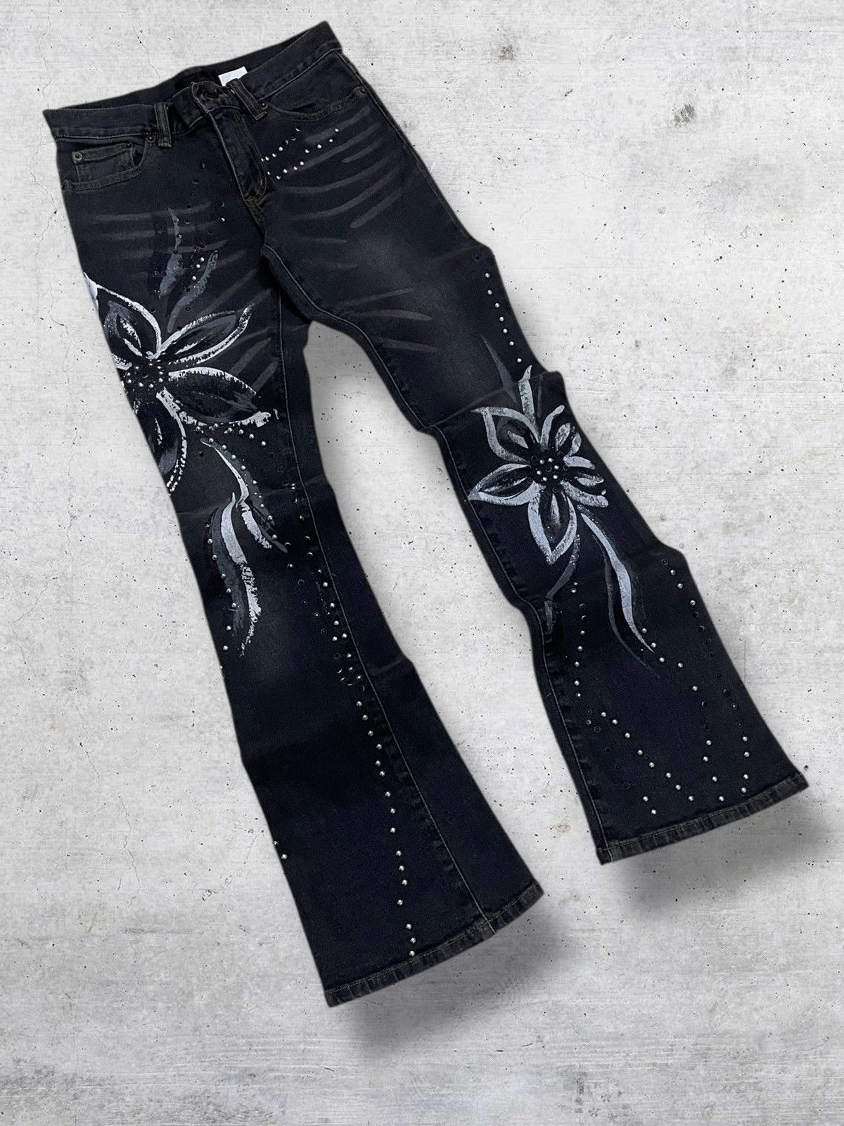 Japanese Brand VINTAGE RYO PELIANO 1990S JAPAN ARTWORK FLOWER GRUNGE FLARED Size US 26 / EU 42 - 2 Thumbnail