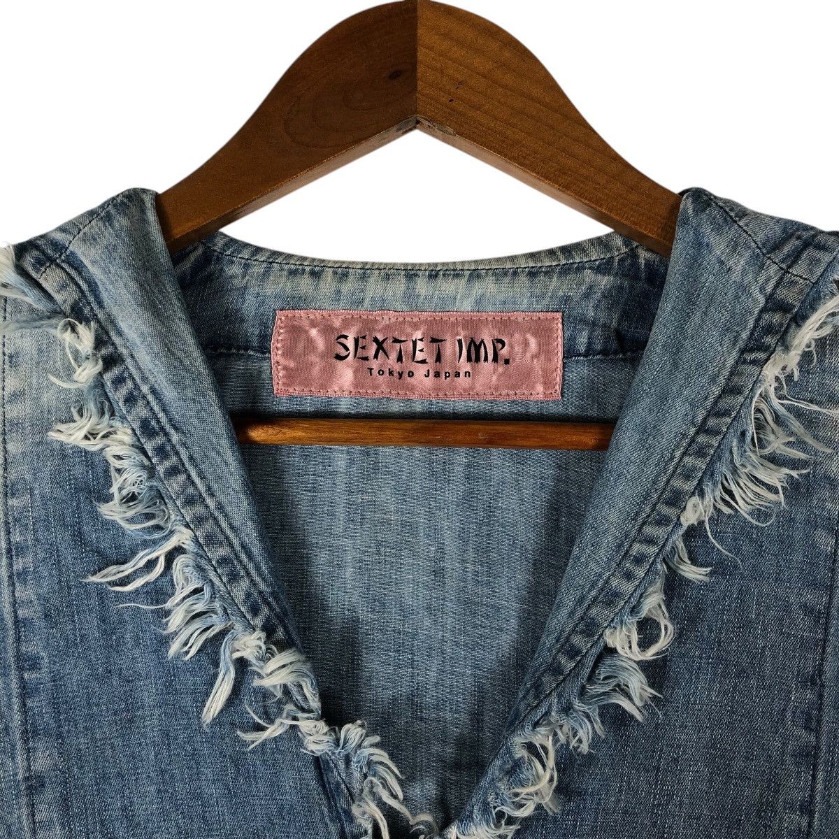 Japanese Brand SEXTET IMP. Denim Sailor Collar Shirt Size US L / EU 52-54 / 3 - 4 Thumbnail