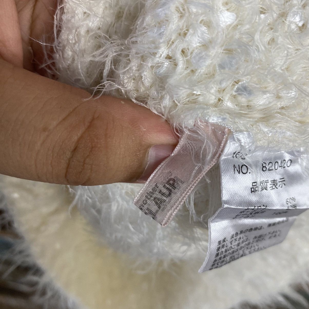 Homespun Knitwear DL Nice Claup White Mohair fur crochet Knitwear #C1102 Size S / US 4 / IT 40 - 11 Thumbnail