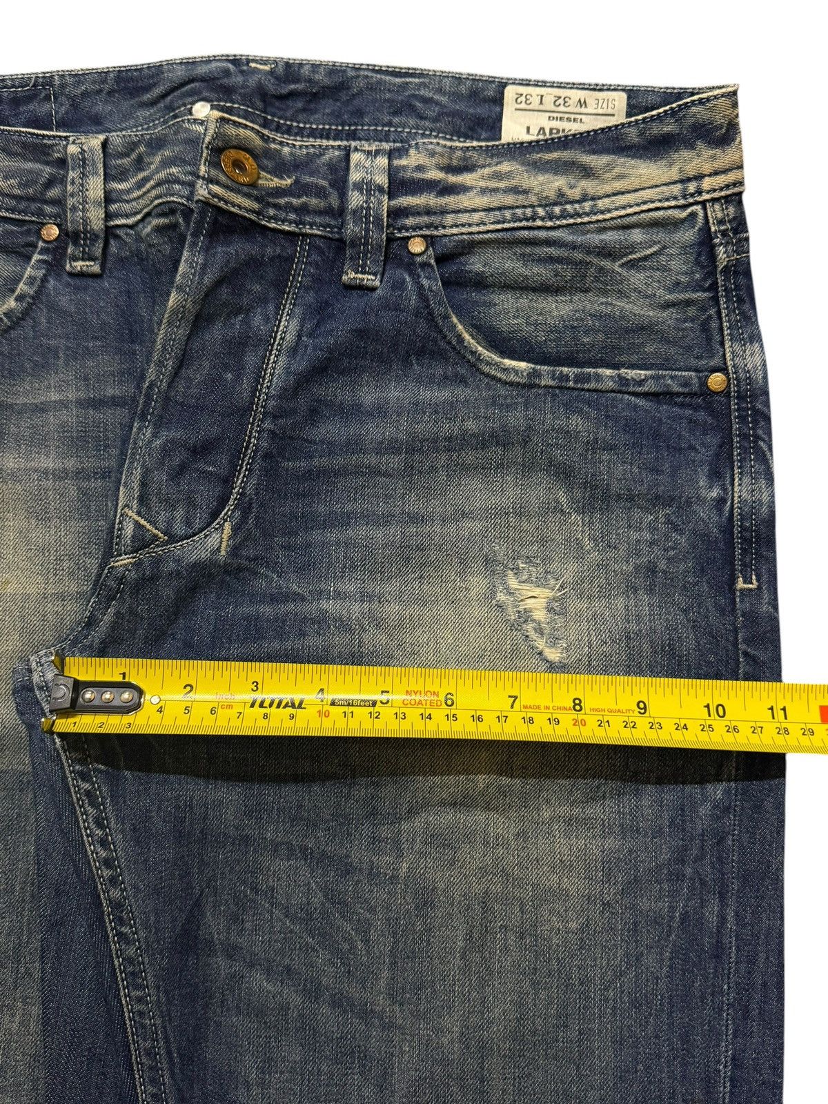 Diesel Vintage 90s Diesel Industry Blue Faded Wash Distress Relaxed Size US 33 - 13 Thumbnail