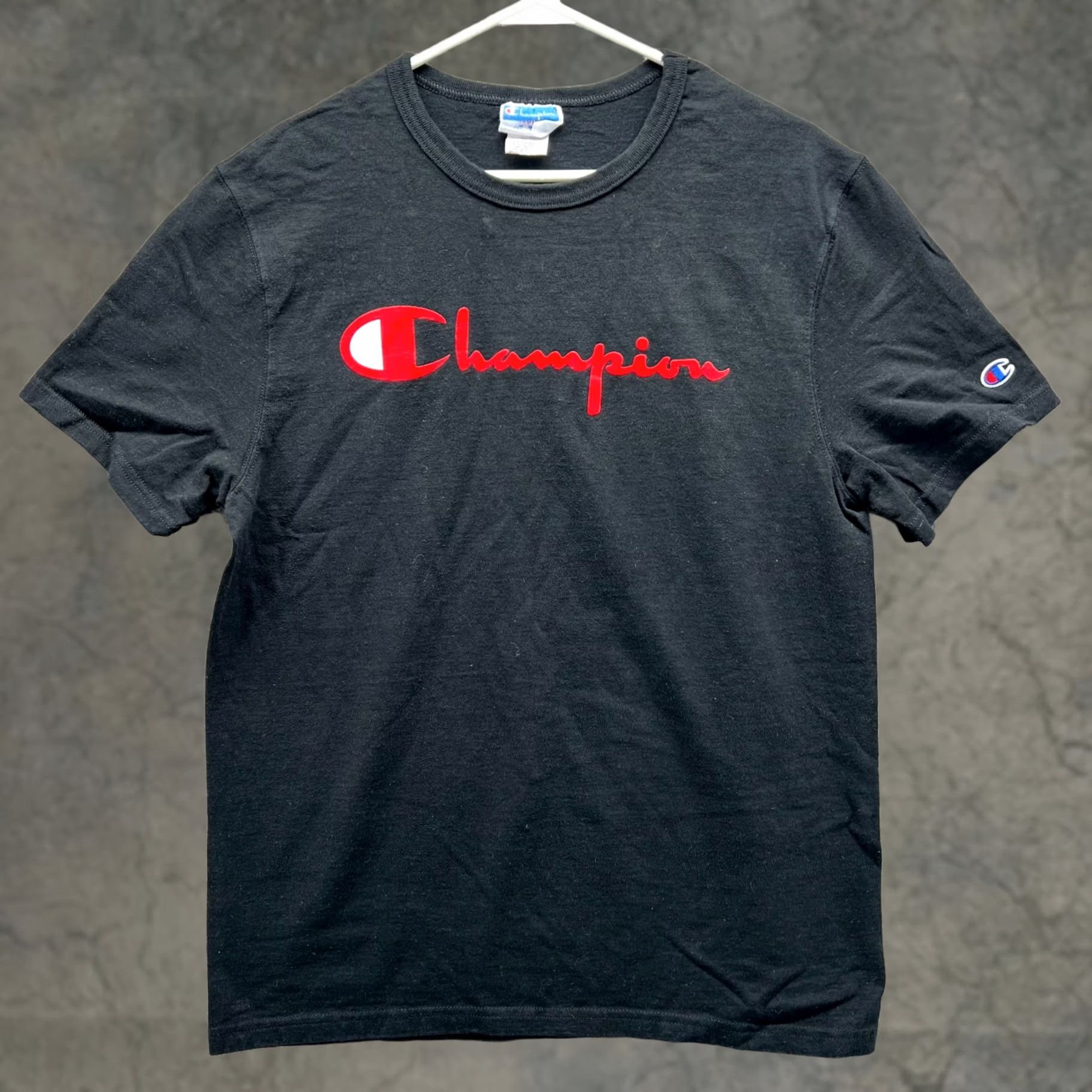 Champion VINTAGE Champion Shirt Mens Medium Black Crewneck Spell Out Heritage Direct Flock Shirt Mens Medium Black Crewneck Spell Out Heritage Direct Flock Size US M / EU 48-50 / 2 - 1 Thumbnail