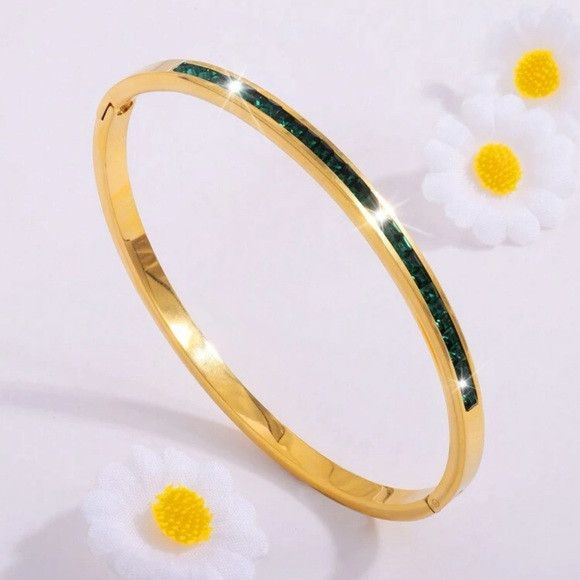 Other Women Stylish Stainless Steel Single Row Drill Bracelet Size ONE SIZE - 4 Thumbnail