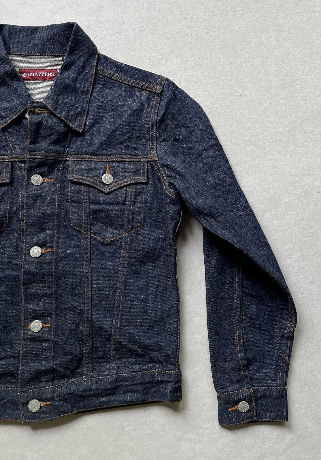 Japanese Brand 🔥VINTAGE BRAPPERS INDIGO DENIM TRUCKER JACKET Size US S / EU 44-46 / 1 - 4 Thumbnail