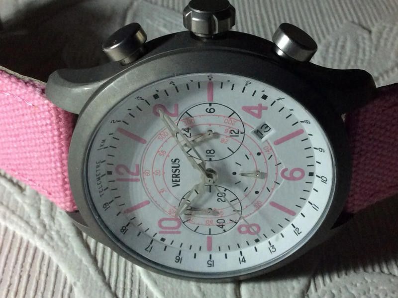 Versace Versus Versace Ladies Mens Chronograph Canvas Pink Watch Size ONE SIZE - 5 Thumbnail