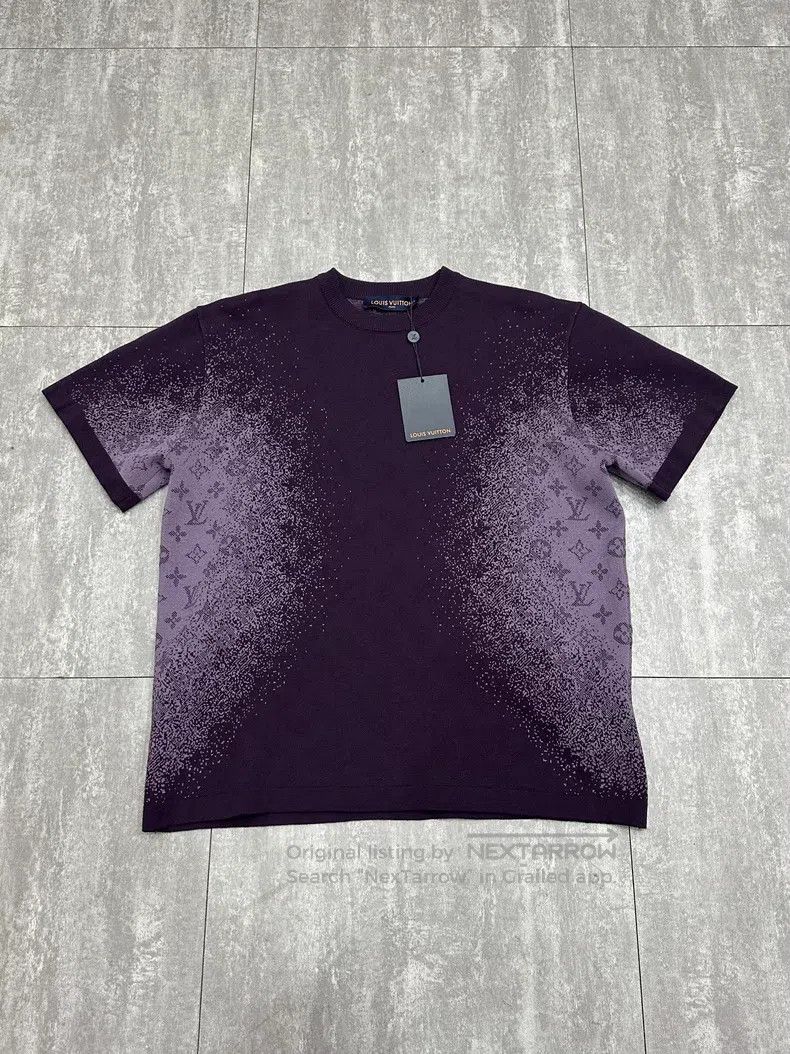 Louis Vuitton Purple round-necked short-sleeved sweater