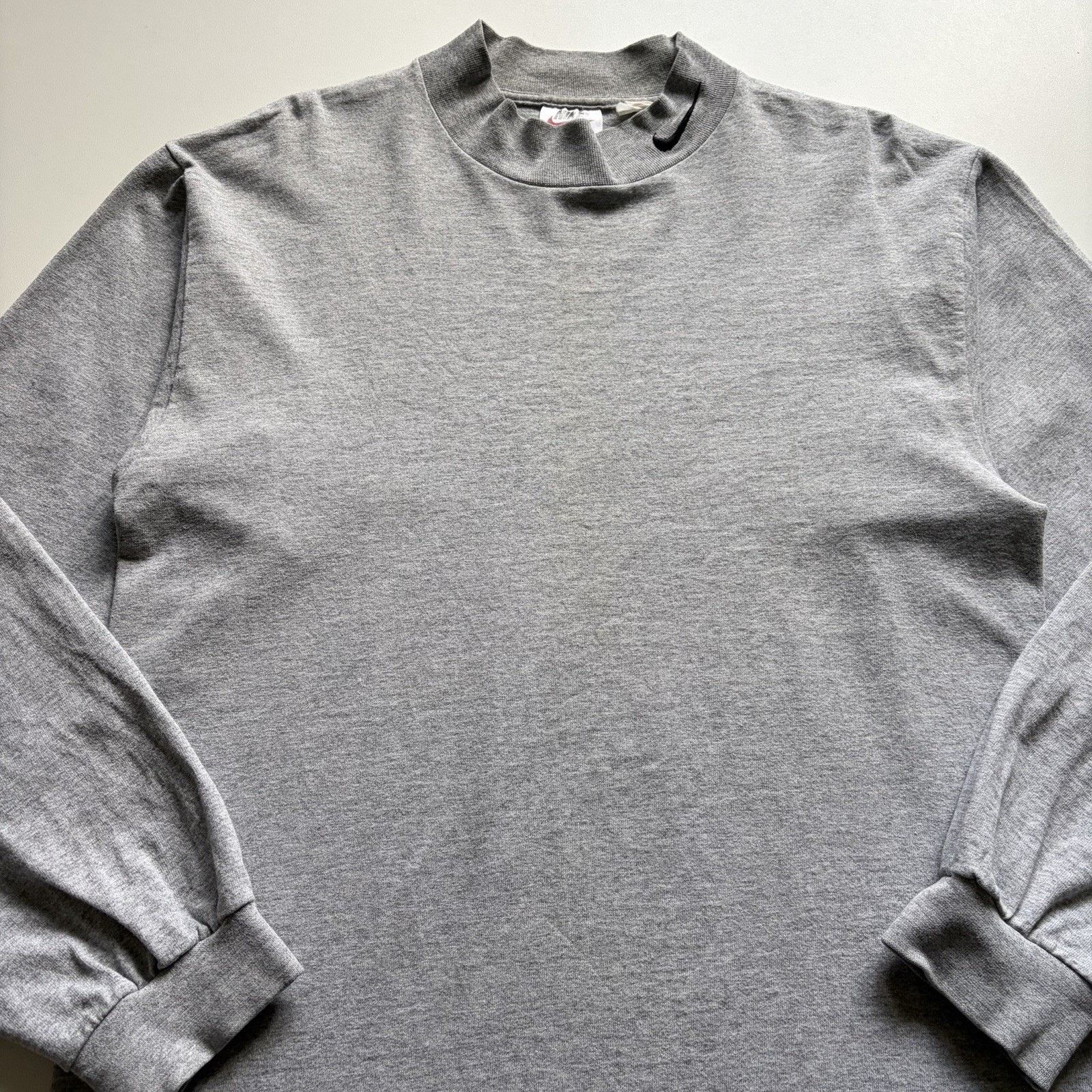 Nike × Vintage Vintage 90s Nike Shirt Medium Grey Long Sleeve Mock Neck USA Size US M / EU 48-50 / 2 - 2 Thumbnail