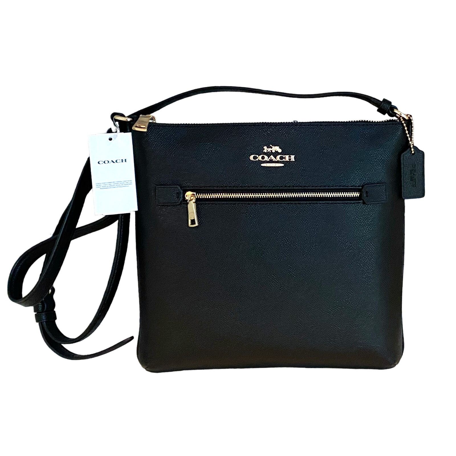 image of Coach Rowan File Bag Crossbody Purse Black Leather C1556 New, Women's