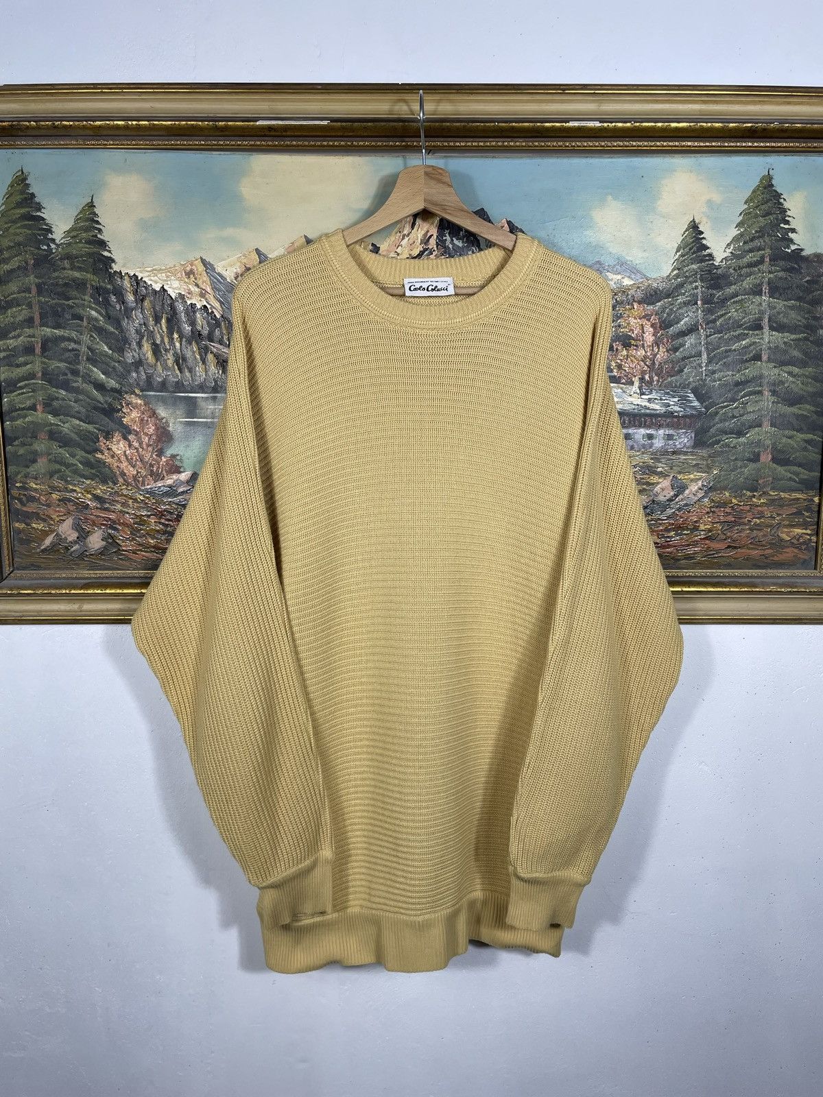 Carlo Colucci × Designer × Vintage Carlo Colucci Vintage Yellow Sweater Jumper Pull Knitwear Size US XXL / EU 58 / 5 - 1 Thumbnail