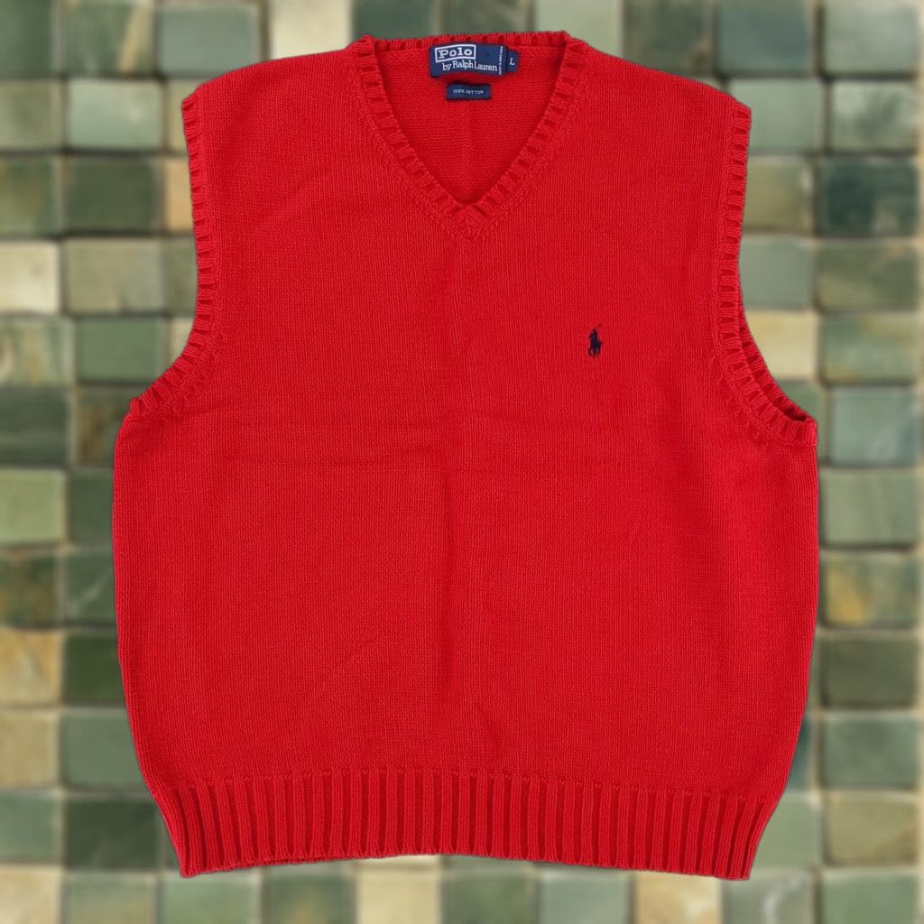 Polo Ralph Lauren Polo Ralph Lauren Sweater Vest V Neck Red Mens L Size US L / EU 52-54 / 3 - 1 Thumbnail