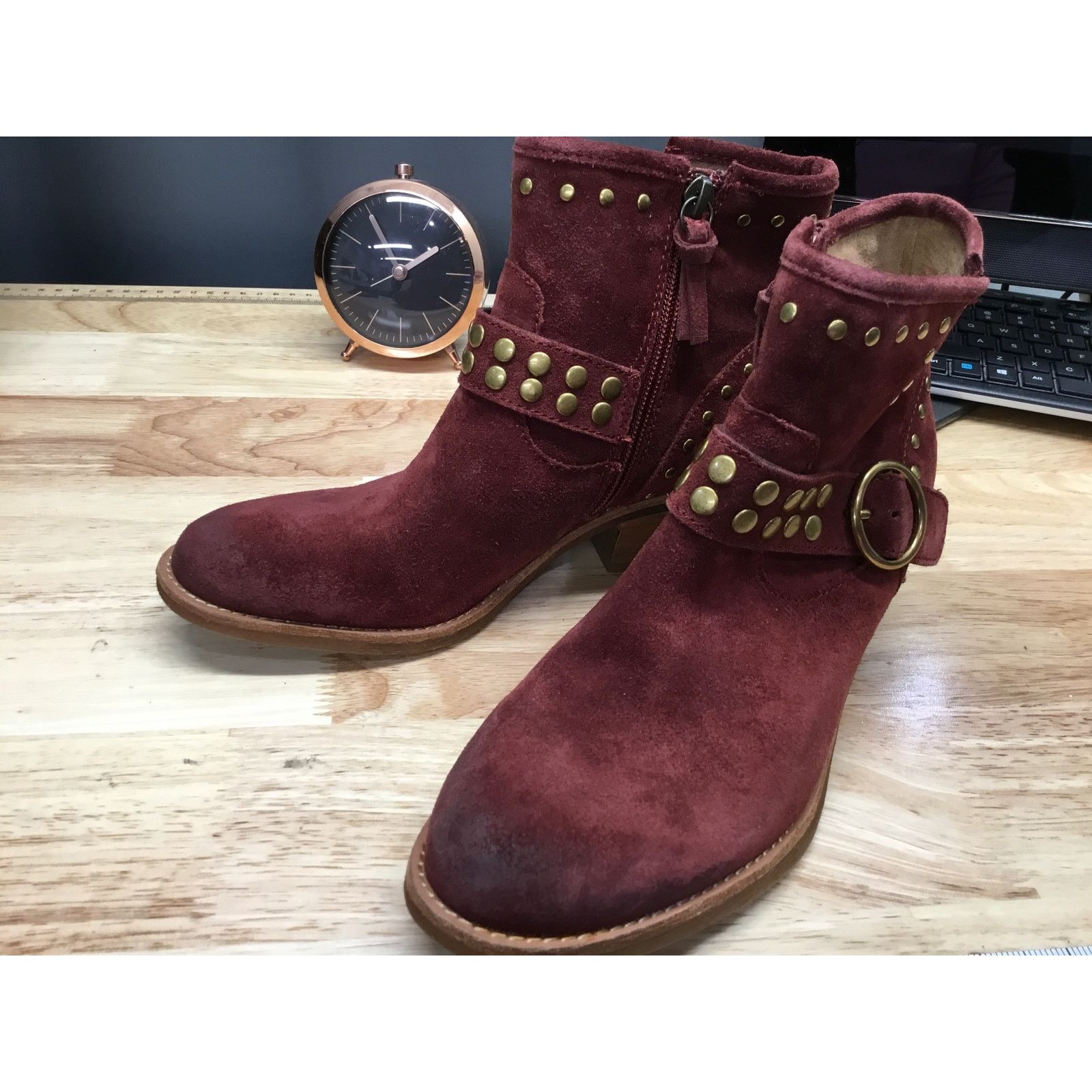 The Unbranded Brand Sofft Allene II Womens 6.5 Red Suede Ankle Strap Booties Size US 6.5 / IT 36.5 - 4 Thumbnail