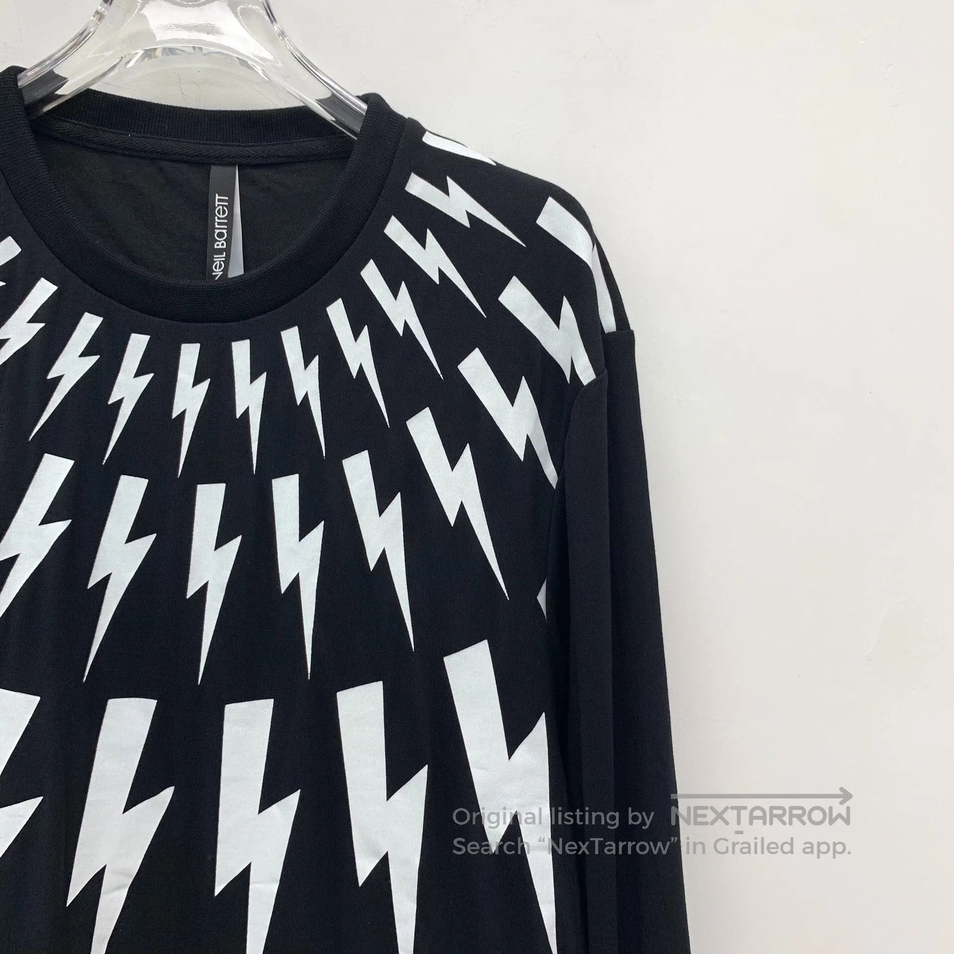 Neil Barrett Neil Barrett Black cotton long-sleeved sweatshirt with lig Size US L / EU 52-54 / 3 - 3 Thumbnail