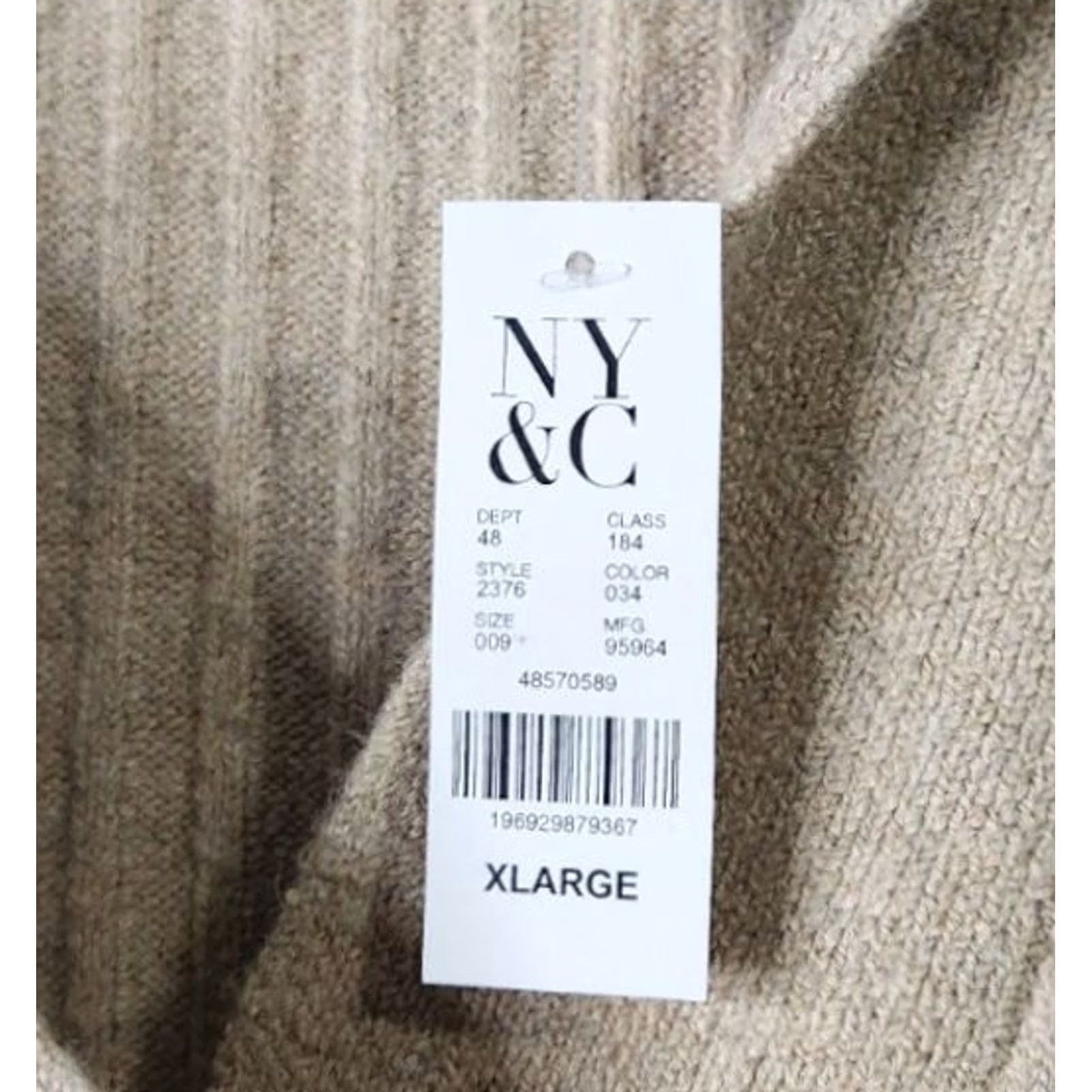 Vintage New York & Company Womens XL Sweater Pullover Soft Short Sleeve Ribbed Beige Size XL / US 12-14 / IT 48-50 - 4 Thumbnail