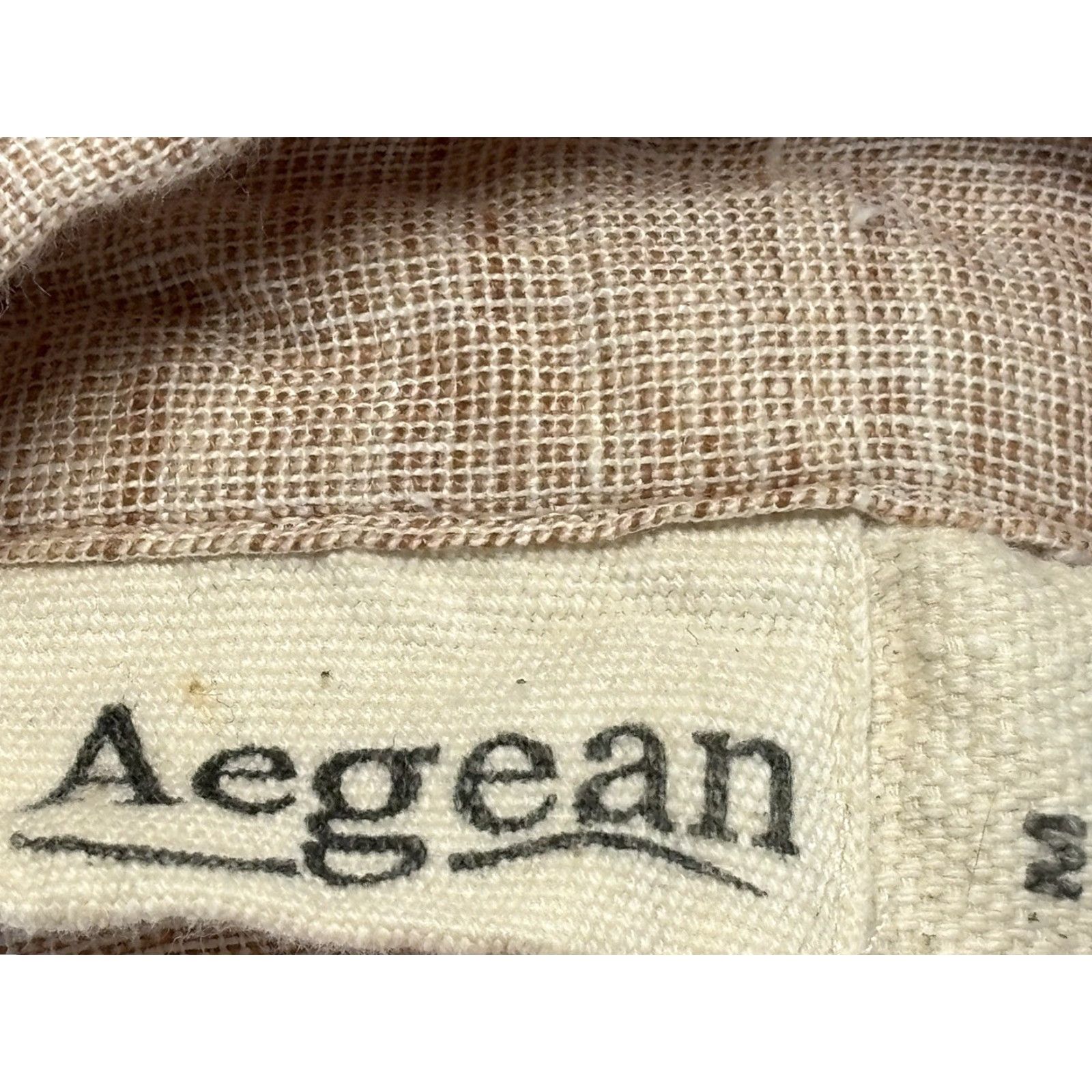 Vintage Aegean Women's Linen Button-Up Tunic Shirt Medium Long Sleeve Collared Orange/Brown Lagenlook Size M / US 6-8 / IT 42-44 - 7 Thumbnail