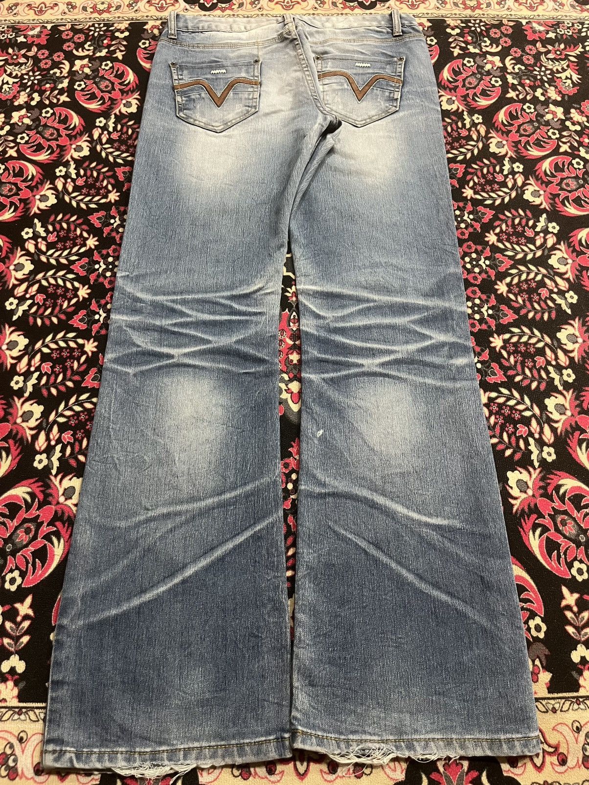 Tornado Mart ⚡️Flare⚡️Vintage Japanese Brand Ruby Denim Whisker Blue Jeans Size US 32 / EU 48 - 2 Thumbnail