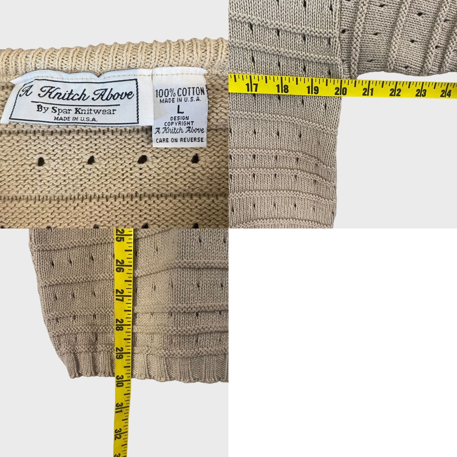Vintage VINTAGE A Knitch Above Spar Knit Wear Sweater Tan Womens Large Cotton USA Size L / US 10 / IT 46 - 8 Thumbnail