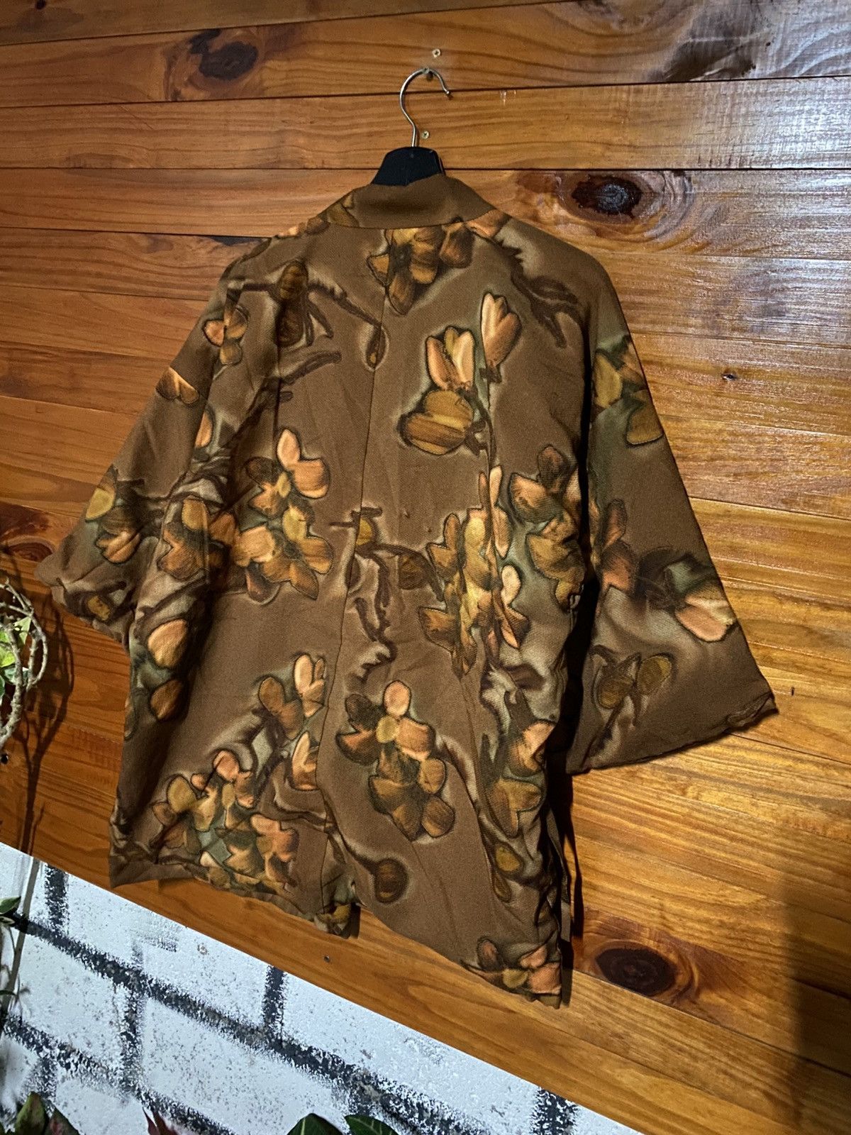 Japanese Brand Vintage Floral Kimono Jacket | Brown Japanese-Inspired Haori Size US M / EU 48-50 / 2 - 8 Thumbnail
