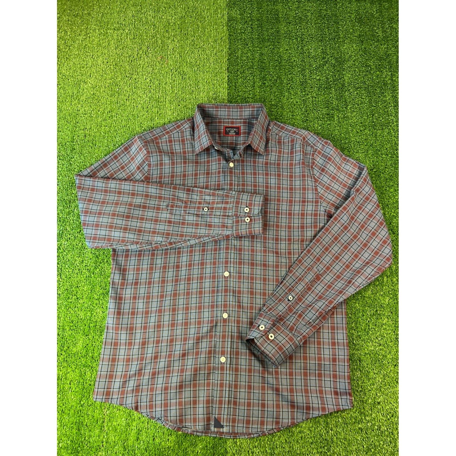 UNTUCKit UNTUCKit Mens Long Sleeve Plaid Button Down Casual LG Size US L / EU 52-54 / 3 - 2 Thumbnail