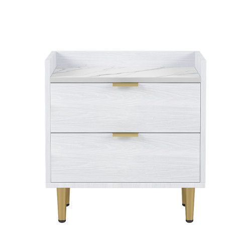 Designer × Homemade Wooden Nightstand with 2 Drawers and Marbling Worktop, Morde Size US L / EU 52-54 / 3 - 6 Thumbnail
