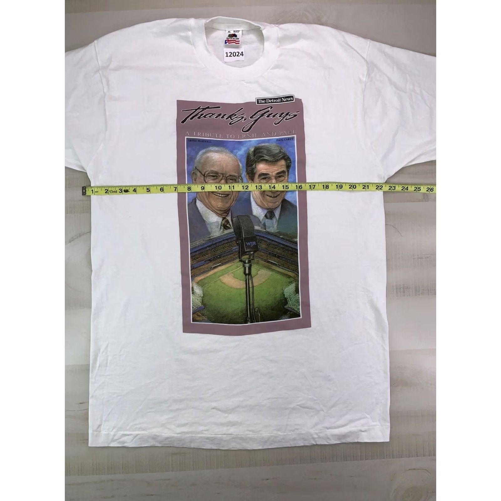 Fruit Of The Loom Vtg The Detroit News Ernie Harwell Paul Carey Tribute T Shirt XL Multicolor USA 90s Sports Men Size US XL / EU 56 / 4 - 4 Thumbnail