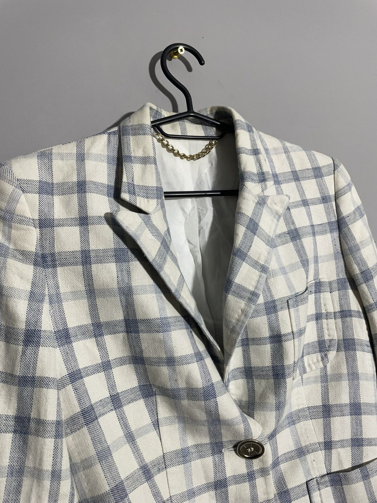 DAKS Daks London Check Pattern Cotton Blazer Size M / US 6-8 / IT 42-44 - 3 Thumbnail