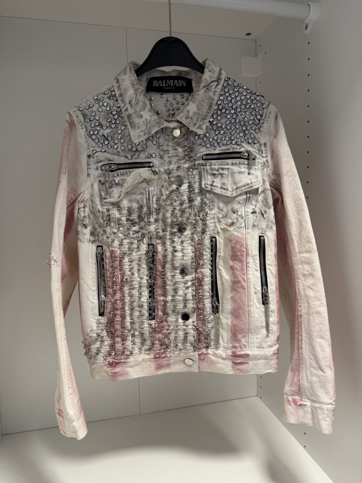 Balmain SS11 Runway Safety Pin Denim Jacket Decarnin