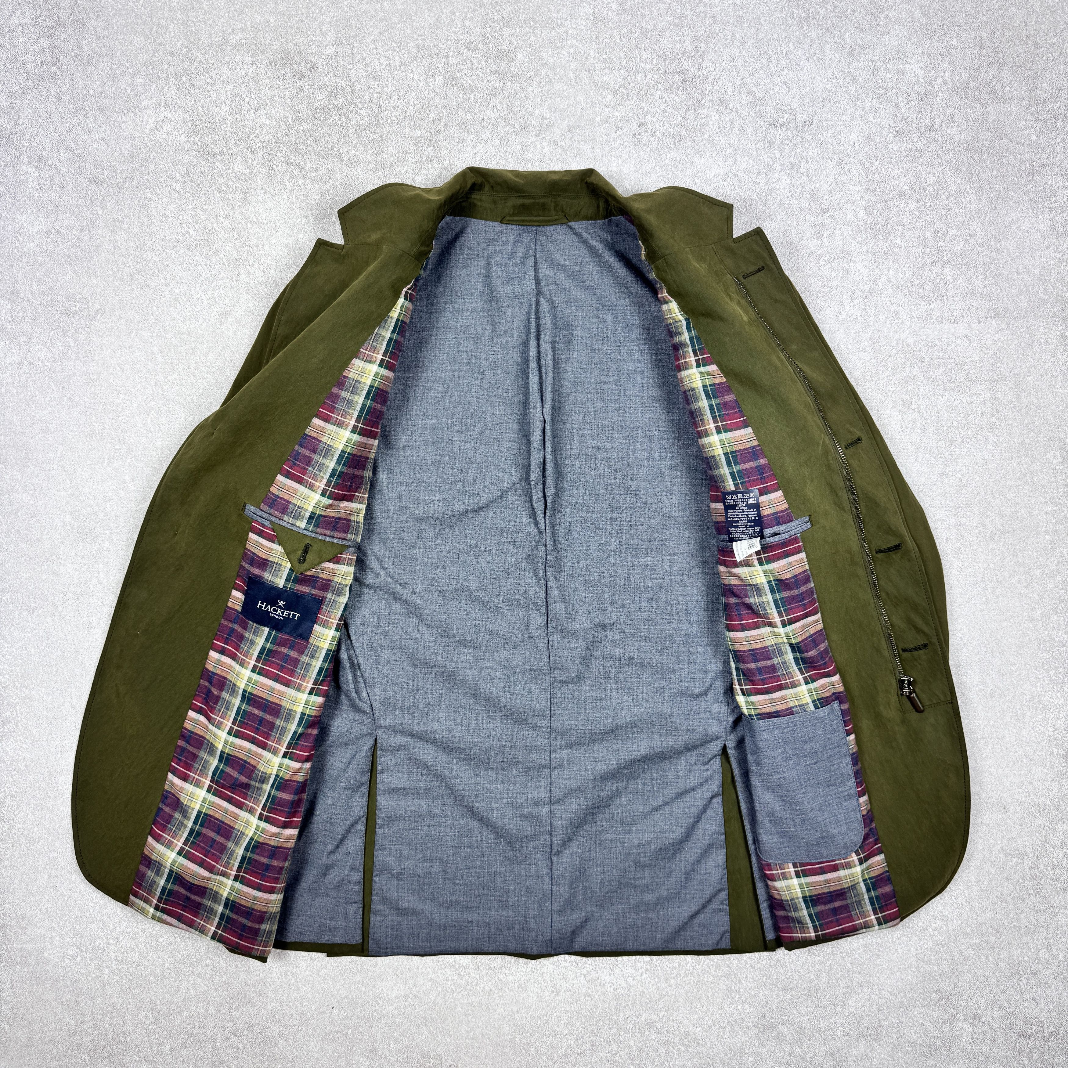 Hackett Men`s Hackett London zip through waxed Green jacket blazer Size 42R - 4 Thumbnail