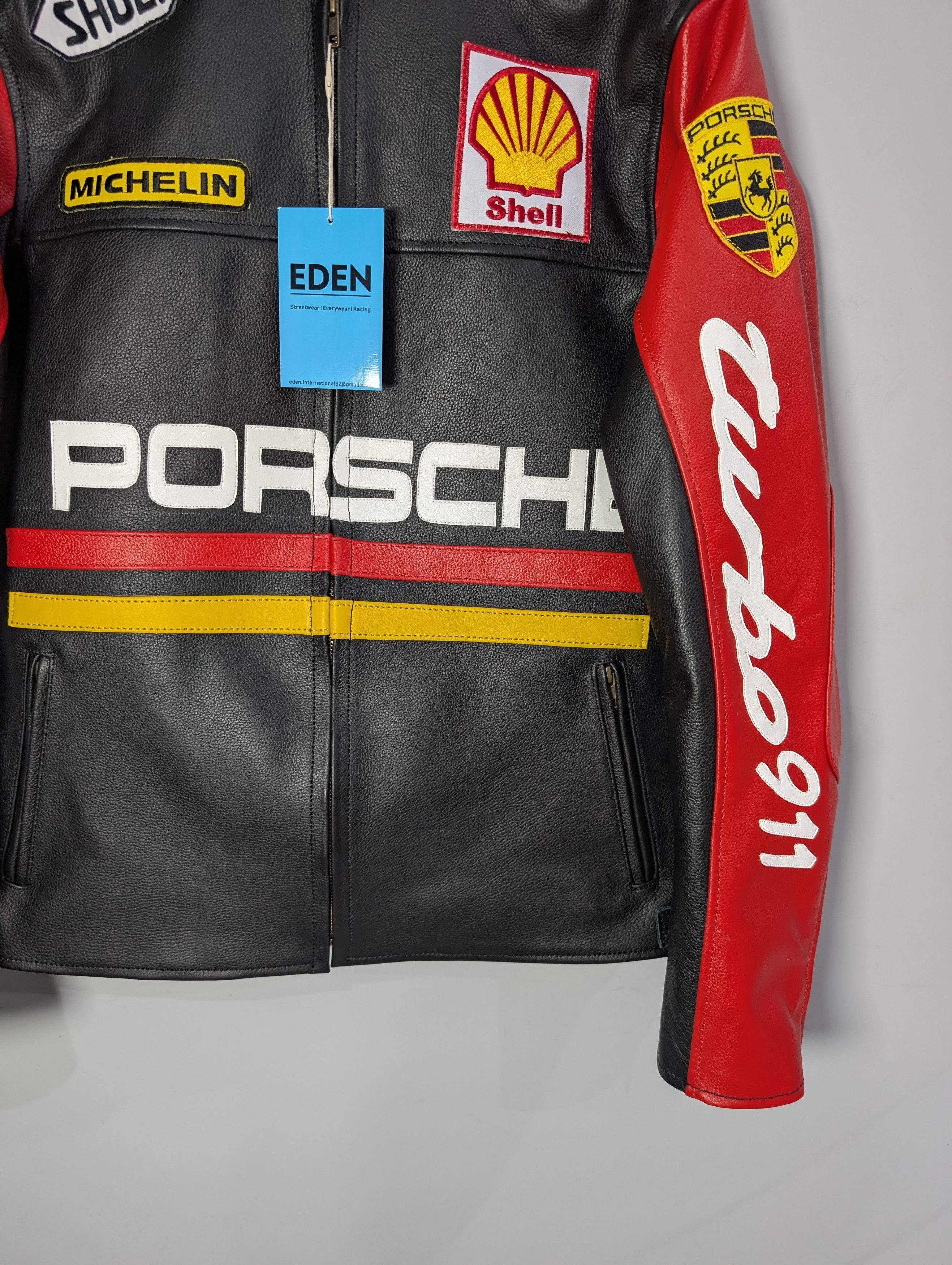 Vintage 🔥Porsche 911 Turbo🔥 RACING LEATHER JACKET STREETWEAR Size L / US 10 / IT 46 - 4 Thumbnail