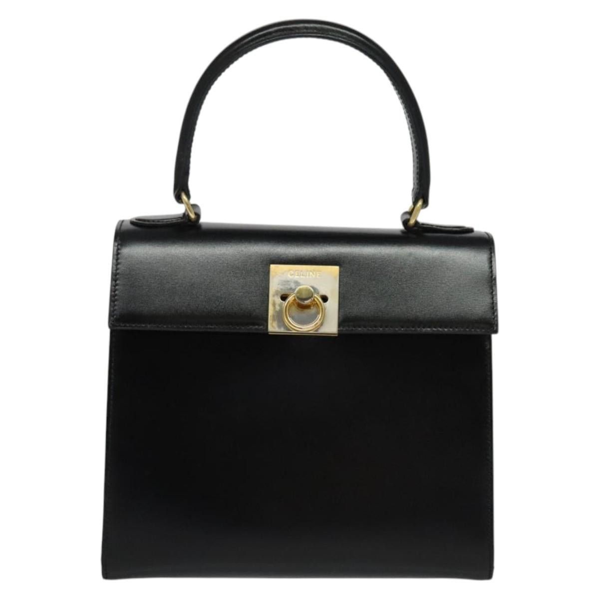 Celine CELINE Hand Bag Leather Black Gold Size ONE SIZE - 2 Thumbnail