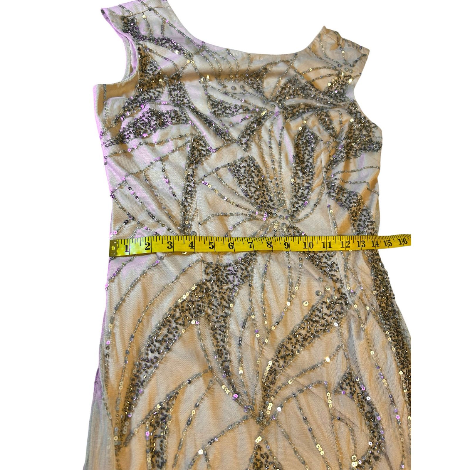 Adrianna Papell Adrianna Papell Blush Sequined Gown - Size 10 Size L / US 10 / IT 46 - 6 Thumbnail