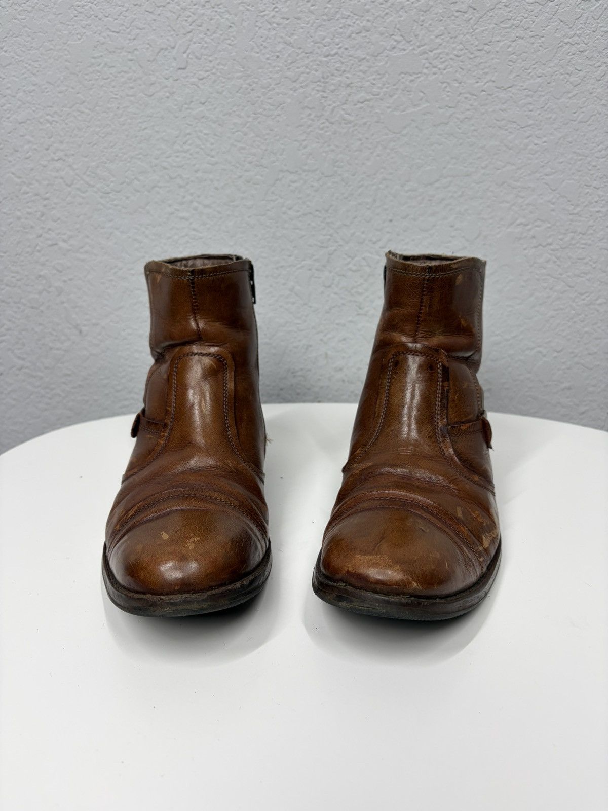 Hedi Slimane Vintage 00s Guidi CCP Style Distressed Leather Biker Boots Size US 8 / EU 41 - 3 Thumbnail