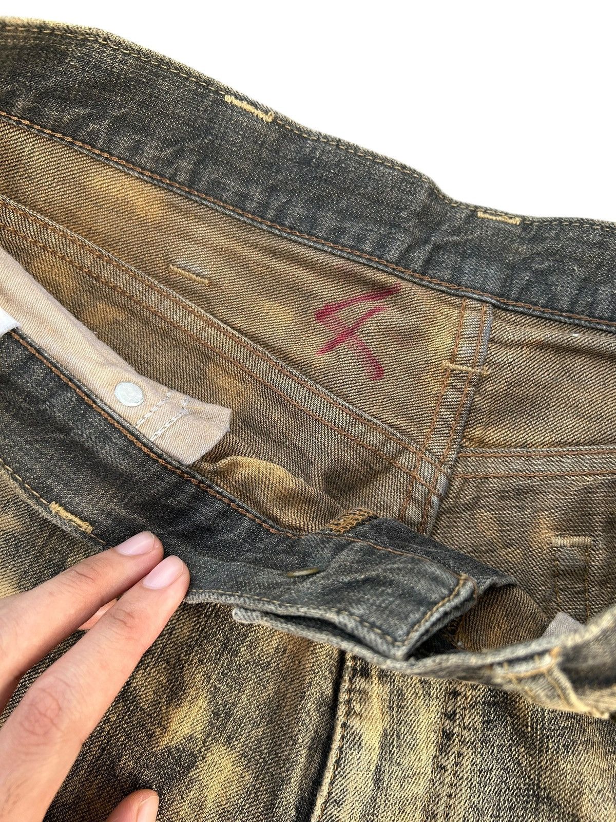 Kapital Thrashed Vintage Wrangler Rusty Denim Jeans Size US 32 / EU 48 - 12 Thumbnail