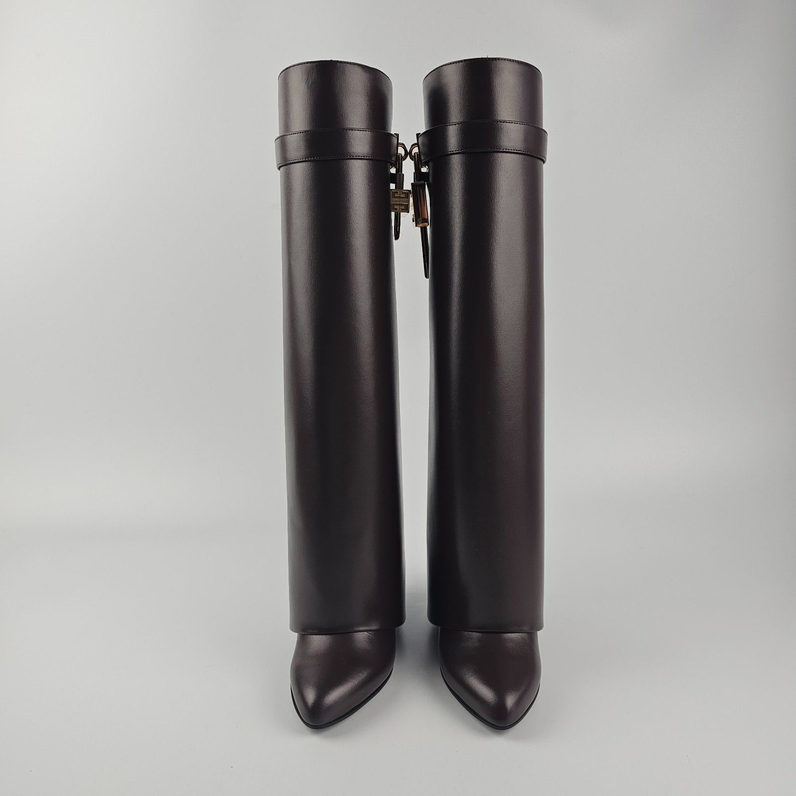 Givenchy GIVENCHY Shark Lock Brown Leather 90mm Ankle Boots New & Aut Size US 6 / IT 36 - 5 Thumbnail
