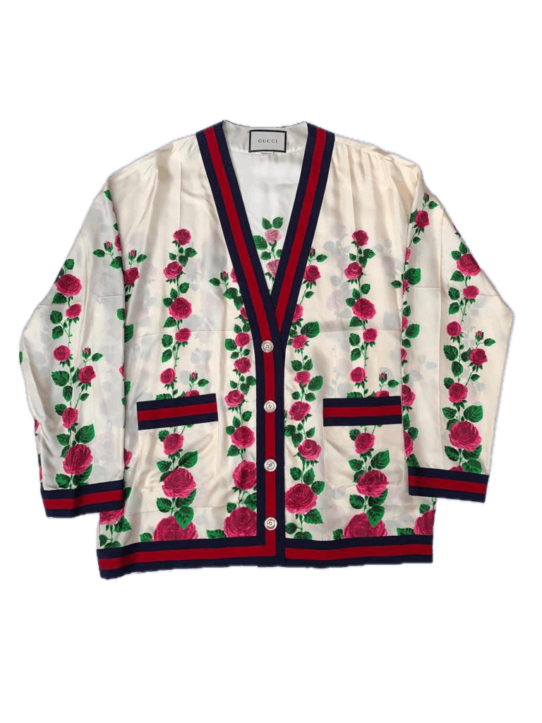 Gucci Gucci Rose Garden Print Silk Cardigan Size M / US 6-8 / IT 42-44 - 3 Thumbnail