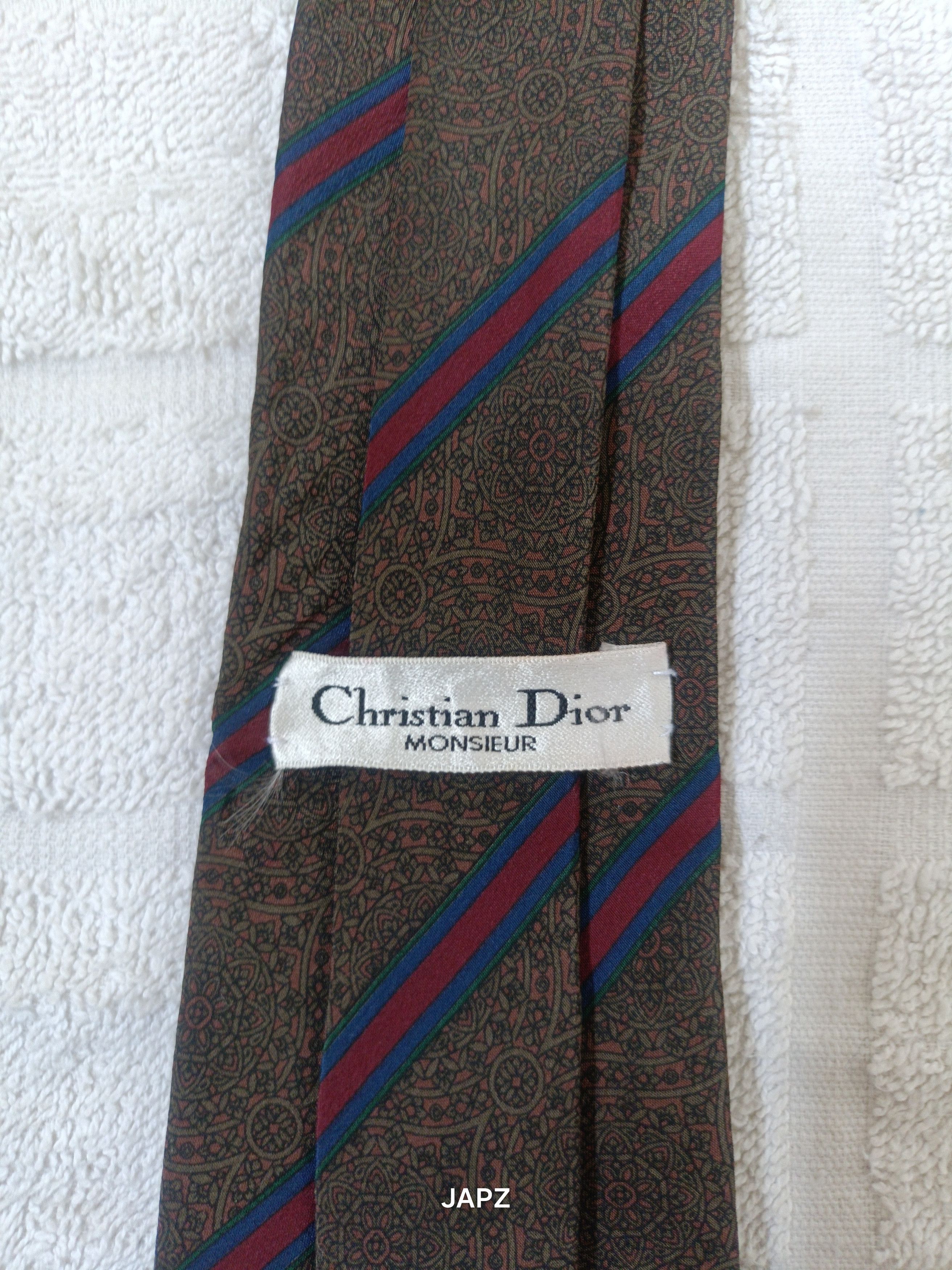 Christian Dior Monsieur Vintage Christian dior geometric cathedral rose silk tie Size ONE SIZE - 3 Thumbnail