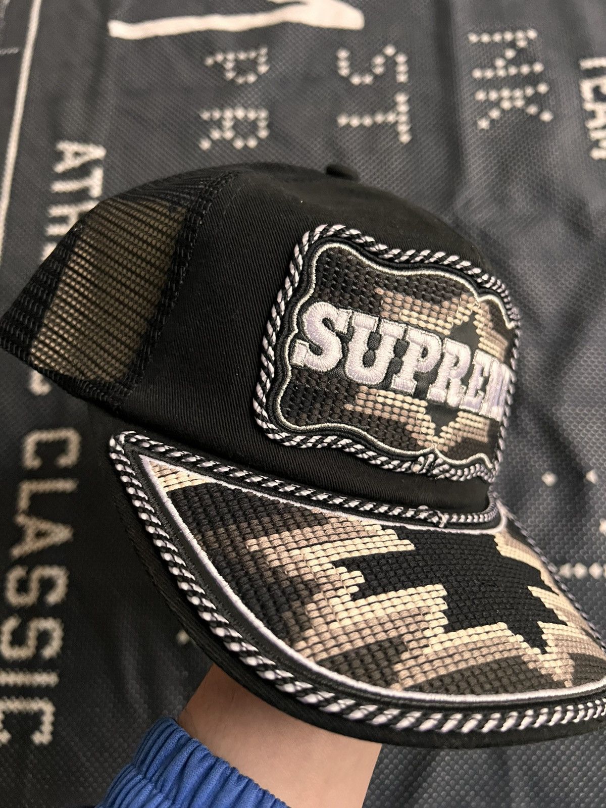 Supreme Supreme Western Embroidered Mesh Back 5-Panel Hat Cap Black Size ONE SIZE - 21 Thumbnail