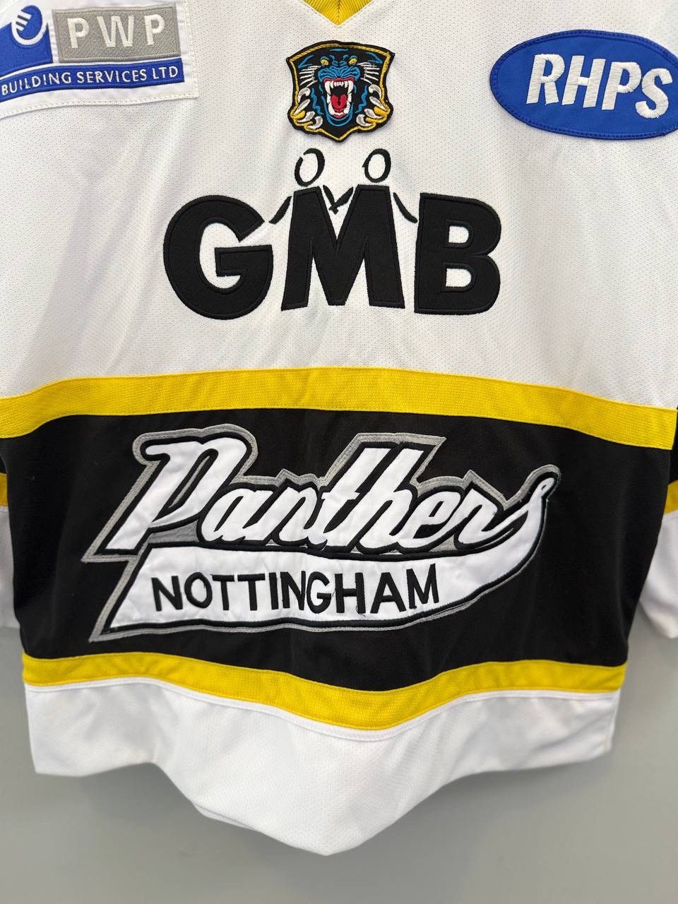 NOTTINGHAM PANTHERS HOCKEY SHIRT JERSEY CH sz M MEN WHITE