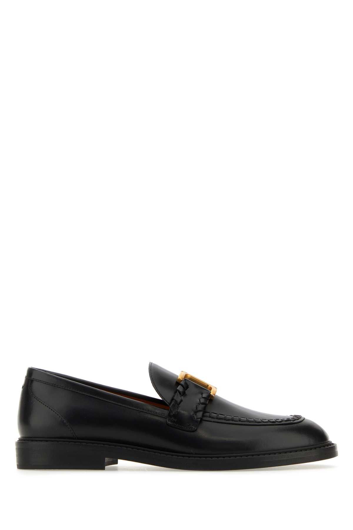 image of Chloe Black Leather Marcie Loafers, Women's (Size 11)