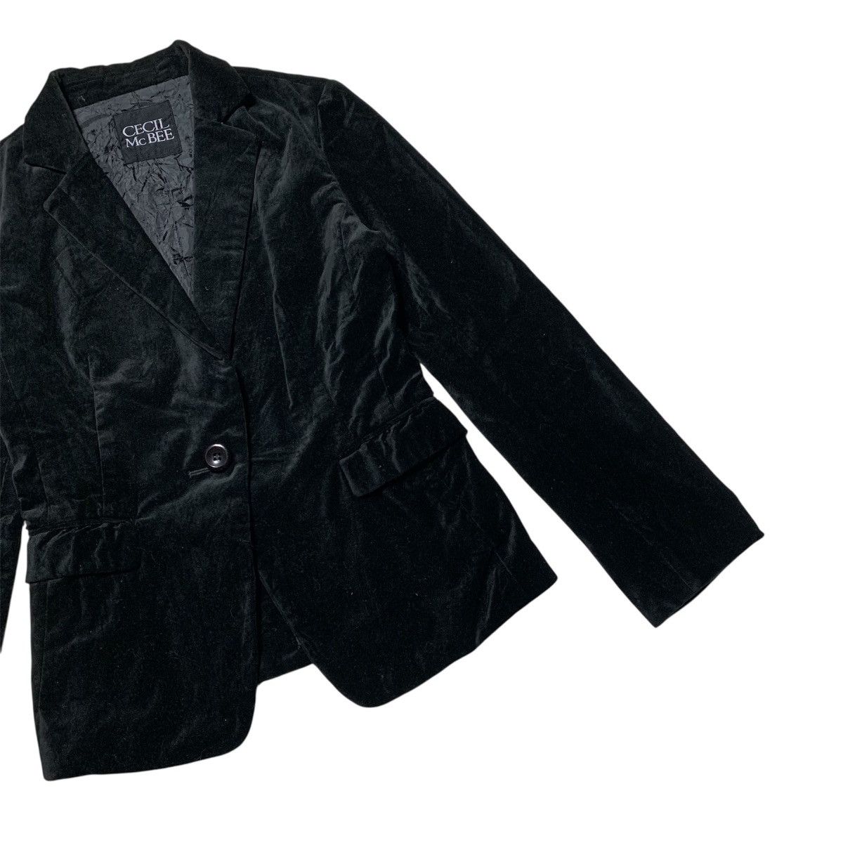 Japanese Brand × Vintage Vtg 90s Cecil McBee Velvet Formal Blazer Black Size US S / EU 44-46 / 1 - 4 Thumbnail