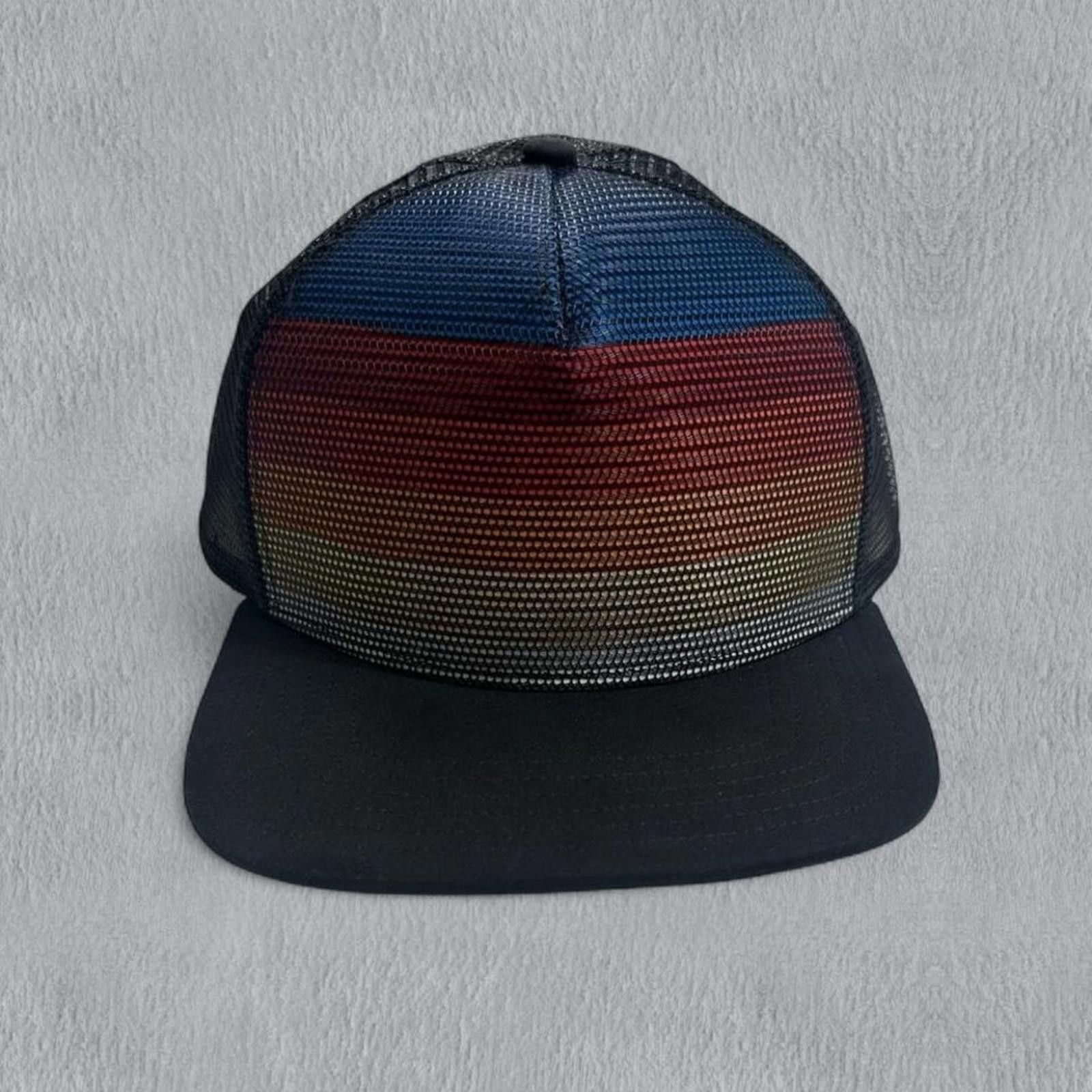 Other Trucker Hat Stripes Mesh Black Snap Back Short Bill RED LBL Size ONE SIZE - 1 Thumbnail