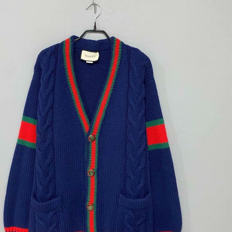 Gucci Gucci Red and green stitched knitted cardigan jacket 2502-N Size US S / EU 44-46 / 1 - 2 Thumbnail