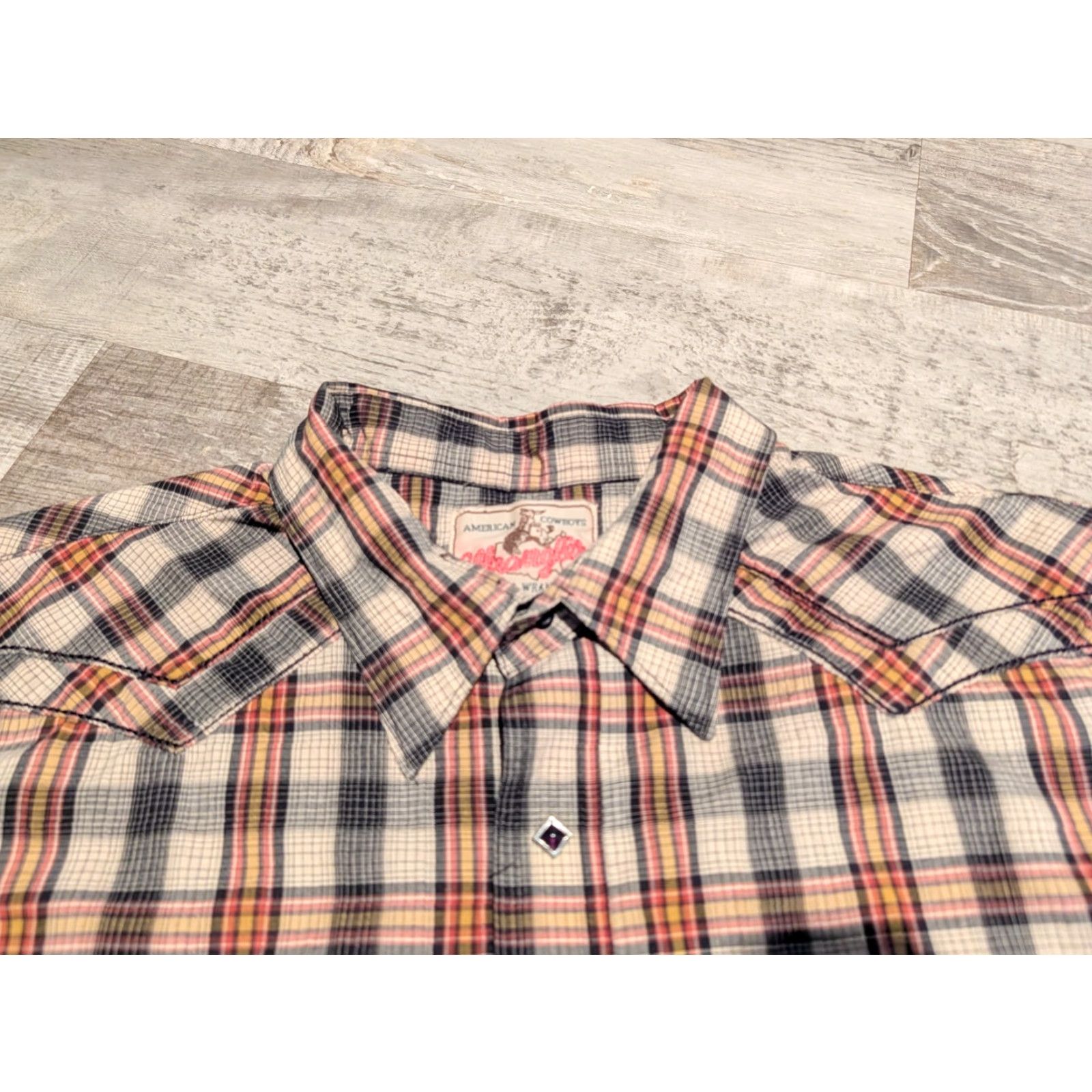 Wrangler VINTAGE Wrangler Sawtooth Pockets Shirt Mens XL Plaid Pearl Snap Button Up Yoke Western Cowboy 80s 90s Mens XL Size US XL / EU 56 / 4 - 7 Thumbnail