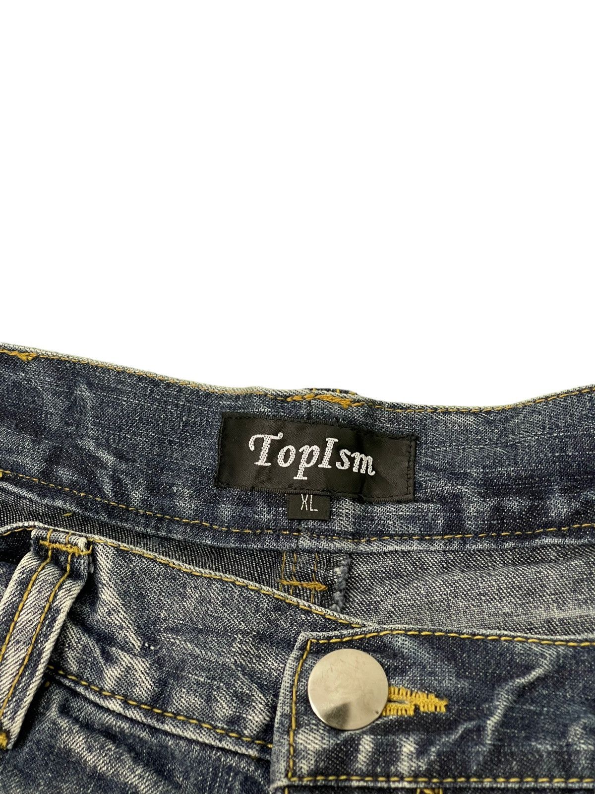Japanese Brand Flare Jeans Cargo Topism Distress Acid Wash Boot Cut 7🟦4 Size US 33 - 10 Thumbnail