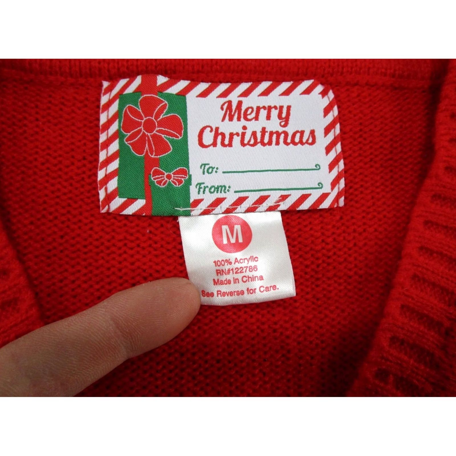 Vintage Merry Christmas Ugly Party Sweater Womens Size M Knit Pullover V Neck Holiday Size M / US 6-8 / IT 42-44 - 2 Thumbnail
