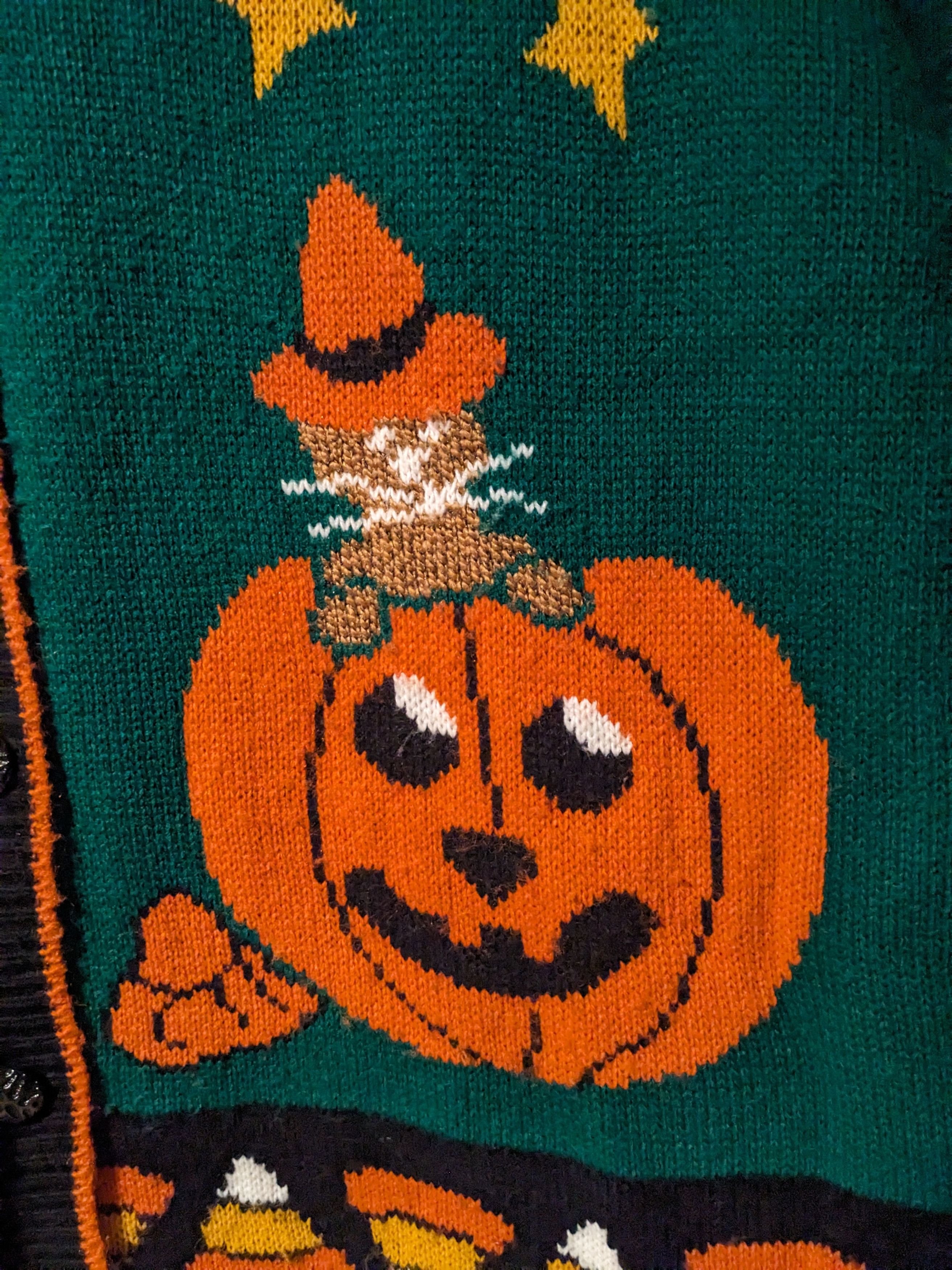 Expert Horror × Vintage Vintage 90s Halloween Bear Black Medium Knitted Vest Size US M / EU 48-50 / 2 - 4 Thumbnail