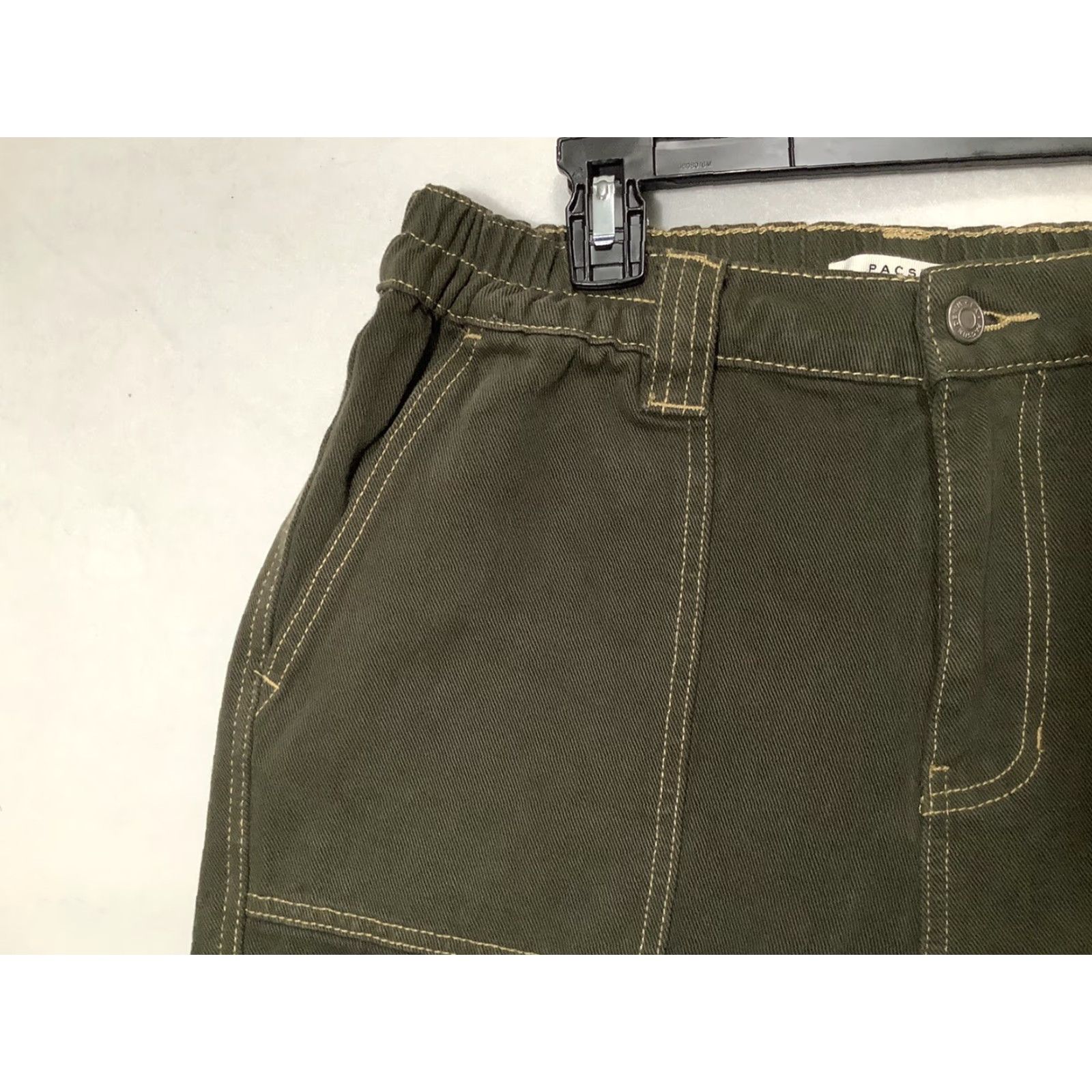 Pacsun Pacsun Cargo Pants Large Green Relaxed Fit Elastic Waist Straight Leg Women's Pants Size 36" / US 14 / IT 50 - 3 Thumbnail