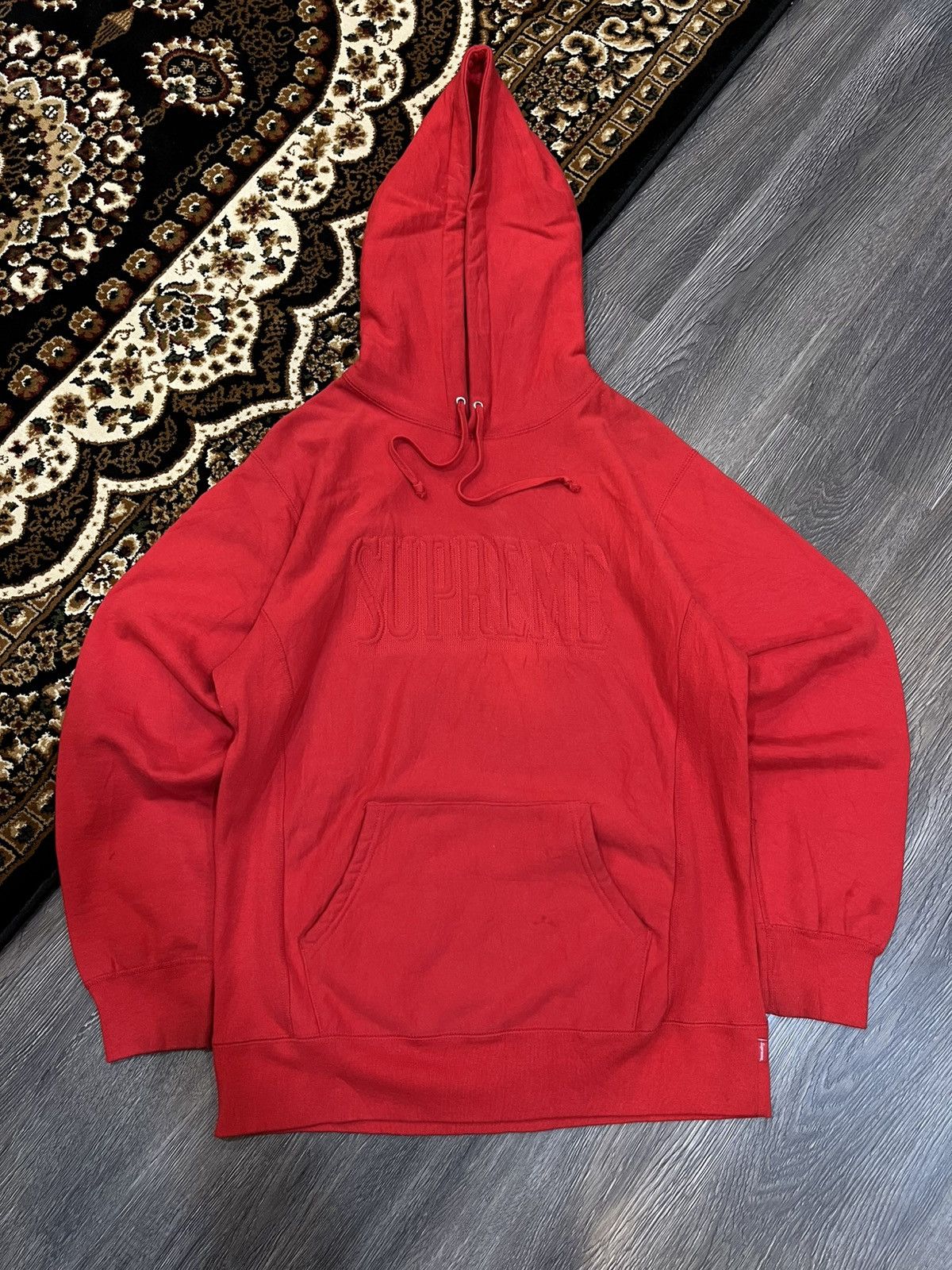 Supreme Supreme Embroidered Outline Hooded Sweatshirt Red Size US L / EU 52-54 / 3 - 1 Thumbnail