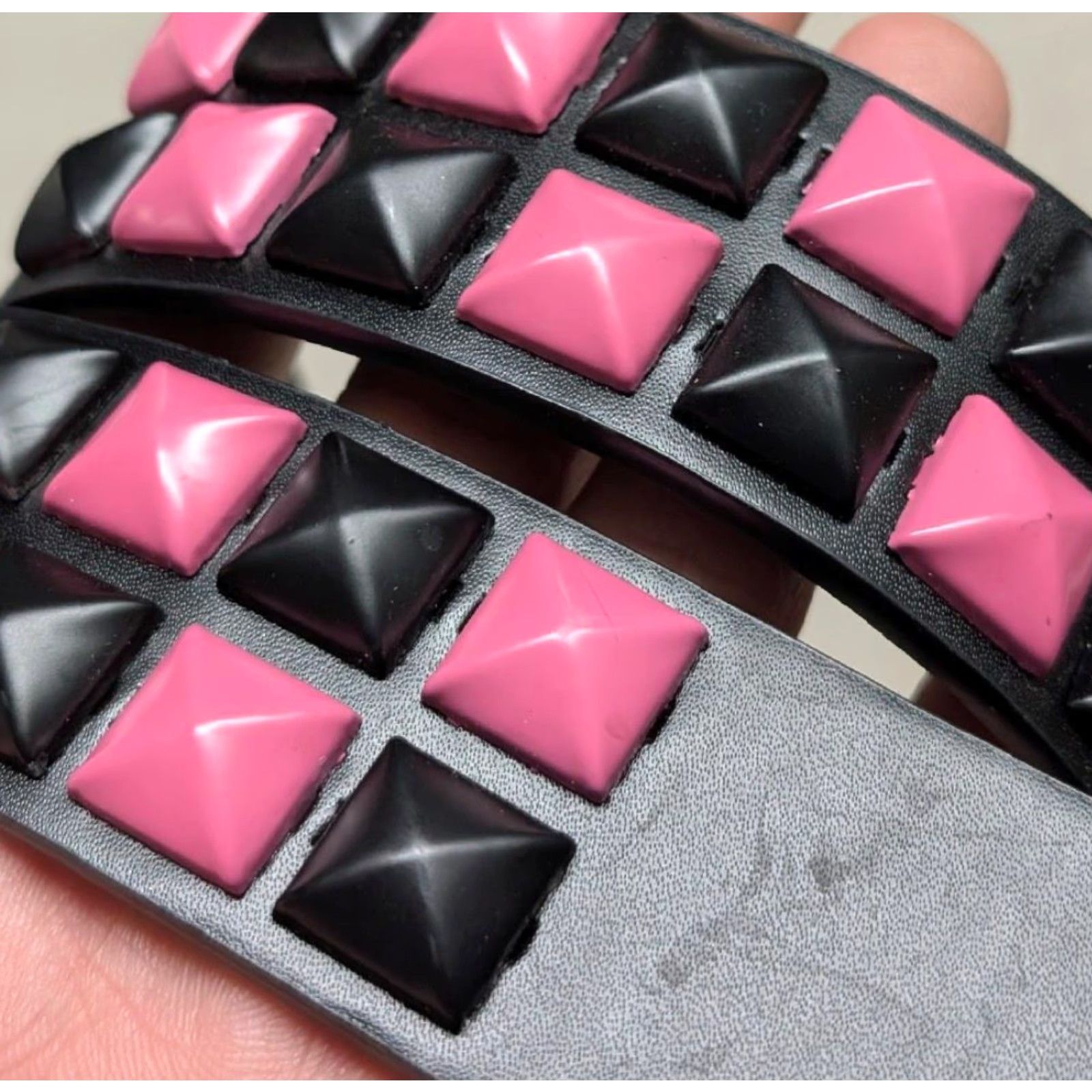 Vintage VINTAGE Y2K belt STUDDED pink black 32 Western Belt Mens Size 32 - 2 Thumbnail